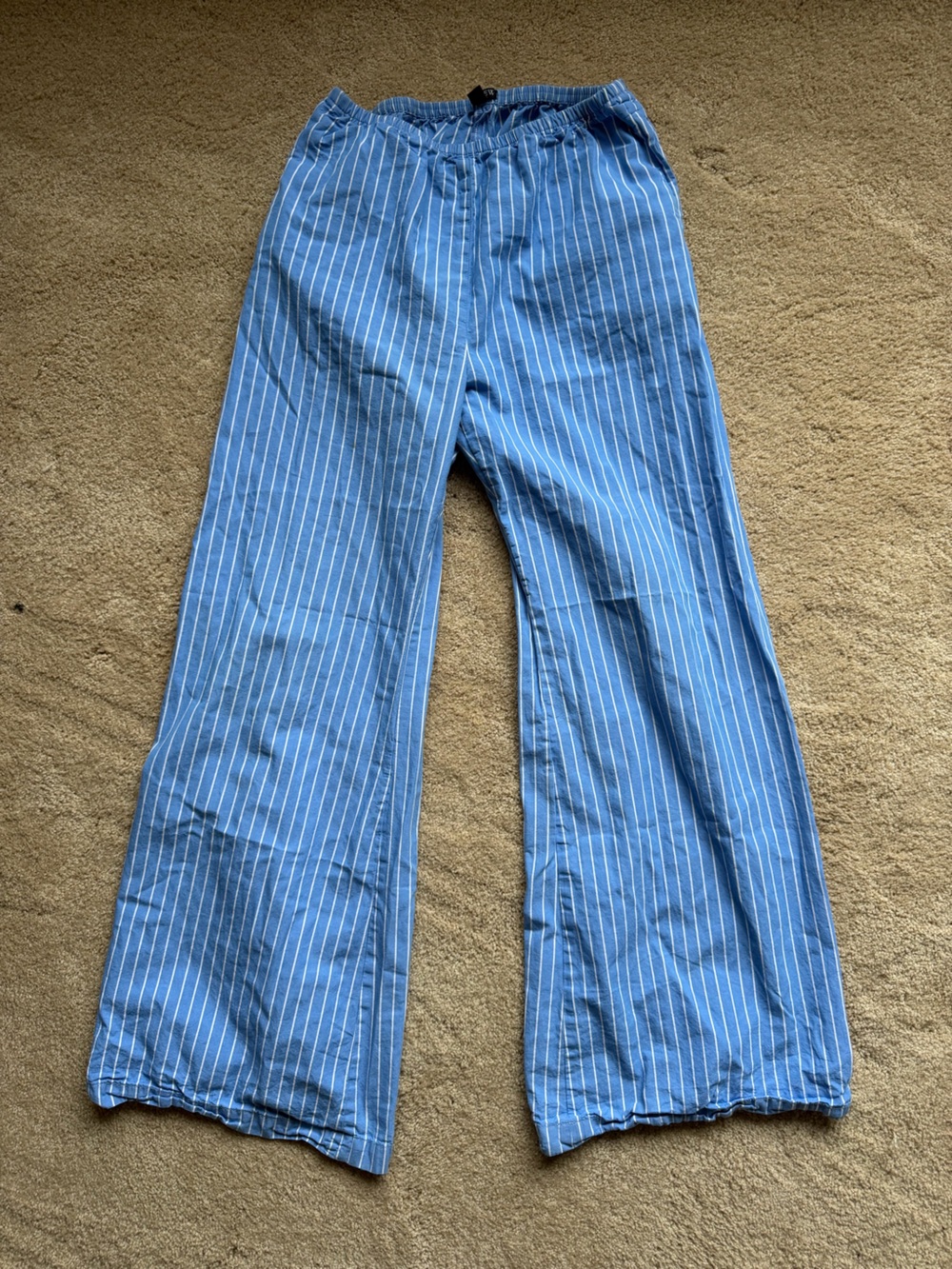 J. Crew Blue Pinstripe Wide-Leg Chinos